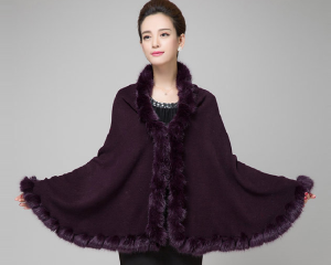 16-March-007 ,wool shawl with rabbit fur trim (5)