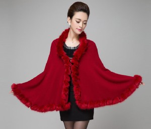 16-March-007 ,wool shawl with rabbit fur trim (6)