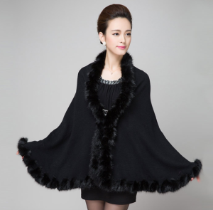 16-March-007 ,wool shawl with rabbit fur trim (7)