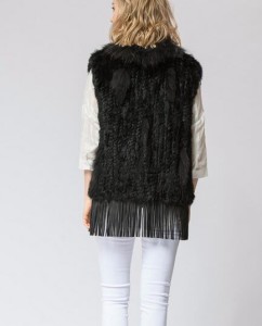 16-001June rabbit fur vest with raccoon fur collar  (4)