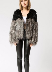 16-004June  rabbit fur jacket with silver fox fur bottom (2)