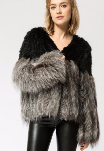 16-004June  rabbit fur jacket with silver fox fur bottom (5)