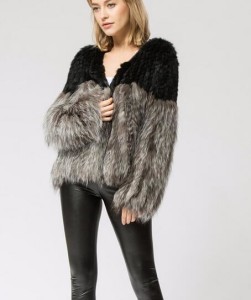 16-004June  rabbit fur jacket with silver fox fur bottom (6)