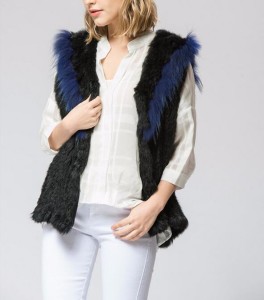 16-005June knitted rabbit fur vest with raccoon fur trim (8)