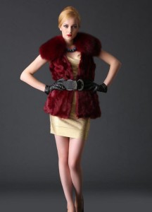 16-040June lamb fur vest with fox fur collar  (2)