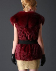 16-040June lamb fur vest with fox fur collar  (6)