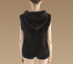 16-060June knitted mink fur vest with hood  (4)