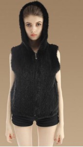 16-060June knitted mink fur vest with hood  (6)