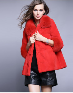 1704005 rex rabbit fur coat with hood with fox fur collar eileenhou lvcomeff (10)