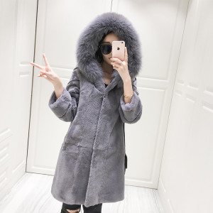 1703080 rabbit fur long coat with hood with fox fur trimming eileenhou ailn fur (18)