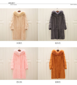 1703080 rabbit fur long coat with hood with fox fur trimming eileenhou ailn fur (3)