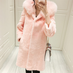 1703080 rabbit fur long coat with hood with fox fur trimming eileenhou ailn fur (34)