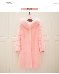 1703080 rabbit fur long coat with hood with fox fur trimming eileenhou ailn fur (64)