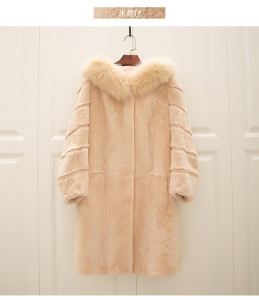 1703080 rabbit fur long coat with hood with fox fur trimming eileenhou ailn fur (70)