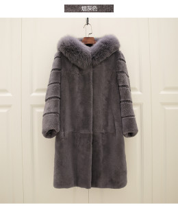 1703080 rabbit fur long coat with hood with fox fur trimming eileenhou ailn fur (73)