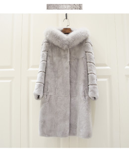 1703080 rabbit fur long coat with hood with fox fur trimming eileenhou ailn fur (85)