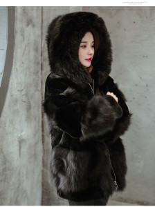 rex rabbit fox fur coat with hood with fox fur trimming 1611037 eileenhou (20)