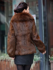 1701004 rabbit fur coat with raccoon fur collar (11)