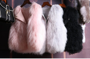 1703018 Mongolia sheep fur vest with leather collar ailin fur eileenhou (5)