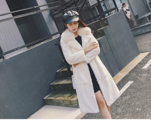 1703026 rabbit fur long coat with fox fur collar eileenhou ailin fur (42)