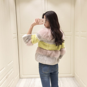 1703081 rex rabbit fur jacket with fox fur finishing eileenhou ailin fur (24)