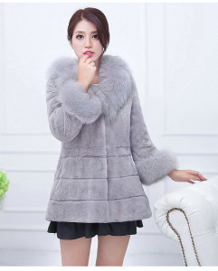 1703132 rex rabbit fur coat with fox fur collar (8)