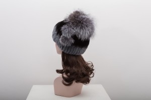 1704113 knitting rex rabbit fur hat with fox fur top eileenhou lvcomeff (13)