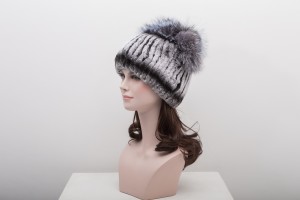 1704113 knitting rex rabbit fur hat with fox fur top eileenhou lvcomeff (7)