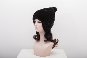 1704119 knitted rex rabbit fur hat with pompoms eileenhou lvcomeff (31)