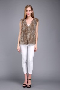 1706020 rabbit fur vest natural brown color eileenhou (2)