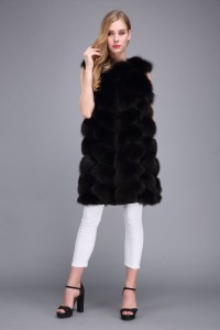 1706007 long fox fur vest lvcomeff black color (4)