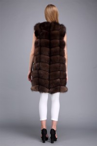 1706008 (26) long fox fur vest lvcomeff dark brown