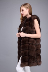 1706008 (35) long fox fur vest lvcomeff dark brown