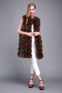 1706008 long fox fur vest light brown eileenhou (4)