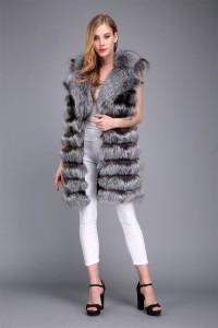 1706011 silver fox fur vest eileenhou with big collar (3)