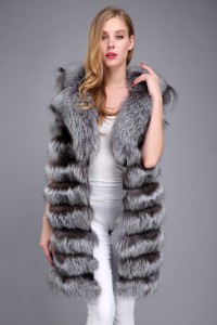 1706011 silver fox fur vest eileenhou with big collar (8)