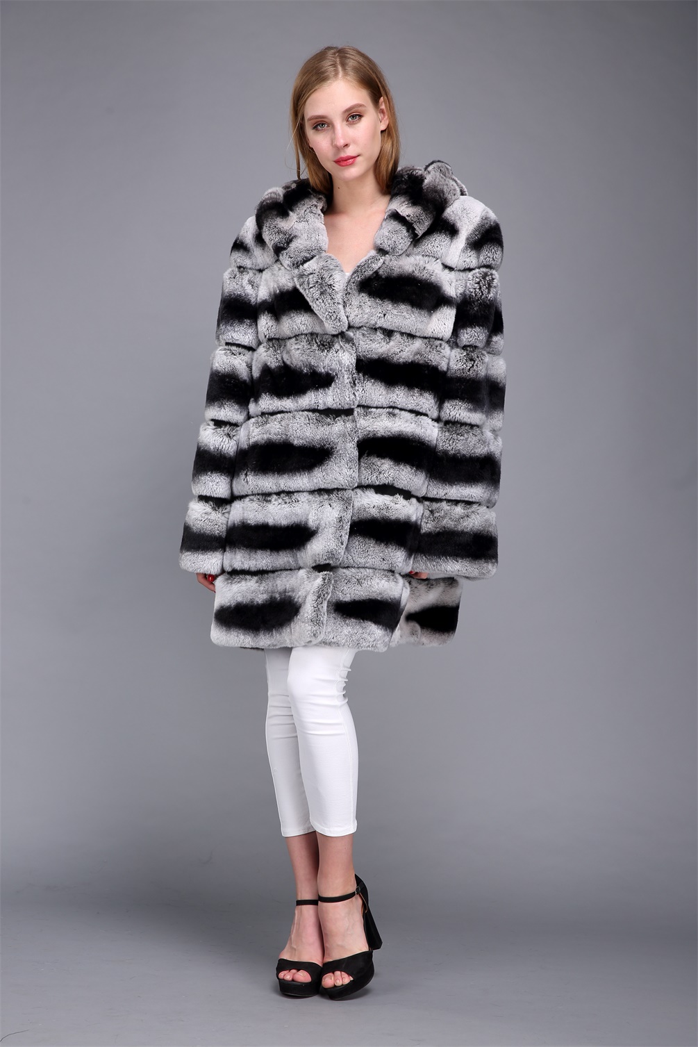 chinchilla hooded coat
