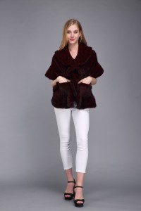 1706029 knitted mink fur shawl wine color eileenhou (5)