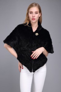 1706030 knitted mink fur shawl black color eileenhou (11)