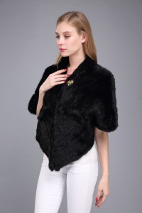 1706030 knitted mink fur shawl black color eileenhou (14)