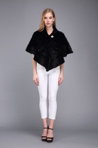 1706030 knitted mink fur shawl black color eileenhou (2)