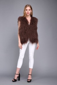 1706031 mongolia sheep fur vest brown color eileenhou (2)