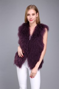 1706031 mongolia sheep fur vest dark purple color (33)