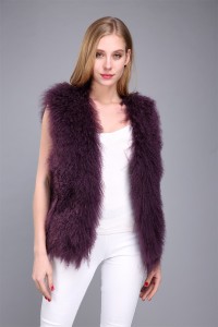 1706031 mongolia sheep fur vest dark purple color (41)