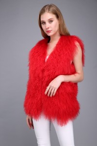 1706031 mongolia sheep fur vest red color eileenhou (10)