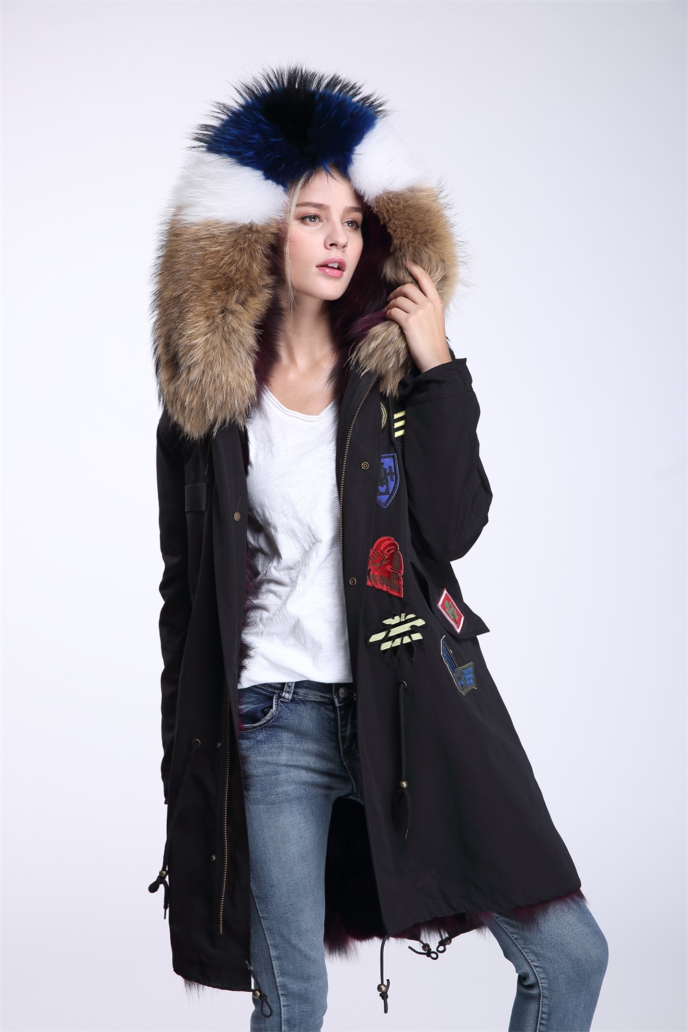 raccoon fur parka coat