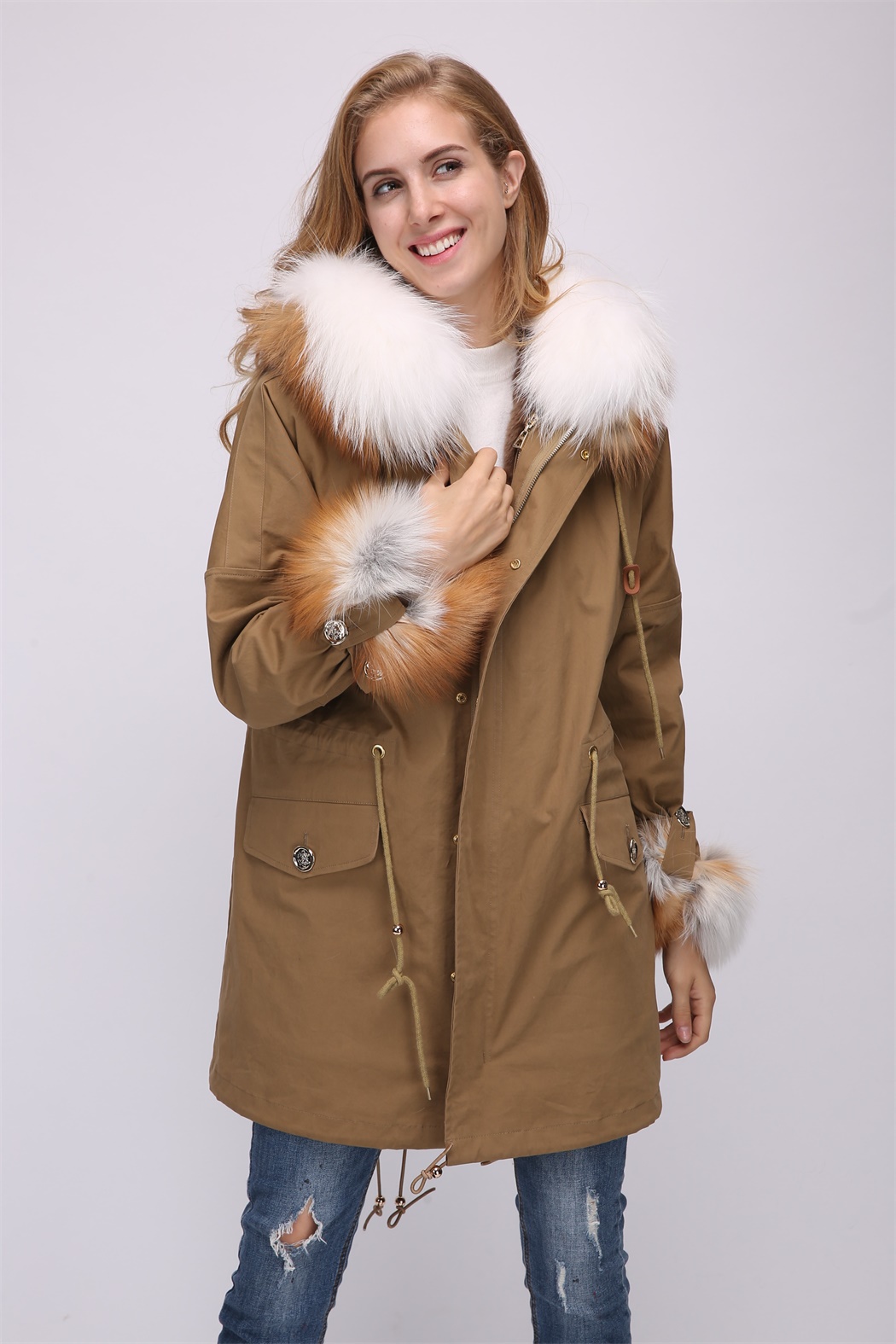 fox fur parka coat