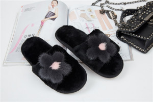 1708085 rex rabbi fur mink fur slippers shoe flower (13)