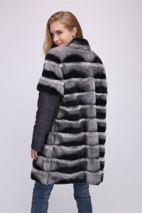 1708148 rex rabbit fur chinchilla coat with down sleeve (1)