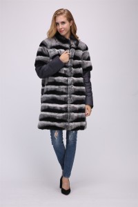 1708148 rex rabbit fur chinchilla coat with down sleeve (3)